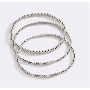 Mint & Lilly 433 Beaded Bracelet Stacking Set*6.5"* Silver